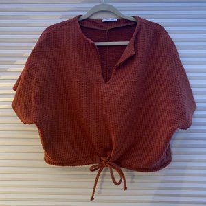 Zara Burnt Red Cropped Top, Size M